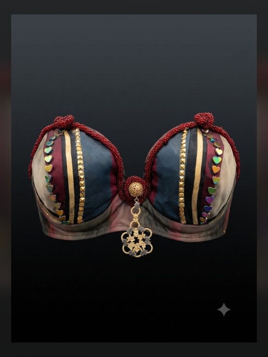 Other - Women's vintage Embellished Burgundy & Black Festival  Bra